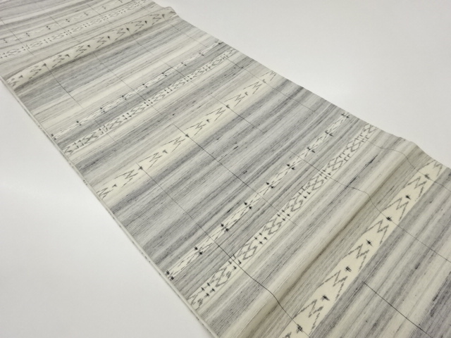 JAPANESE FUKURO OBI / TSUMUGI / WOVEN ABSTRACT STRIPE